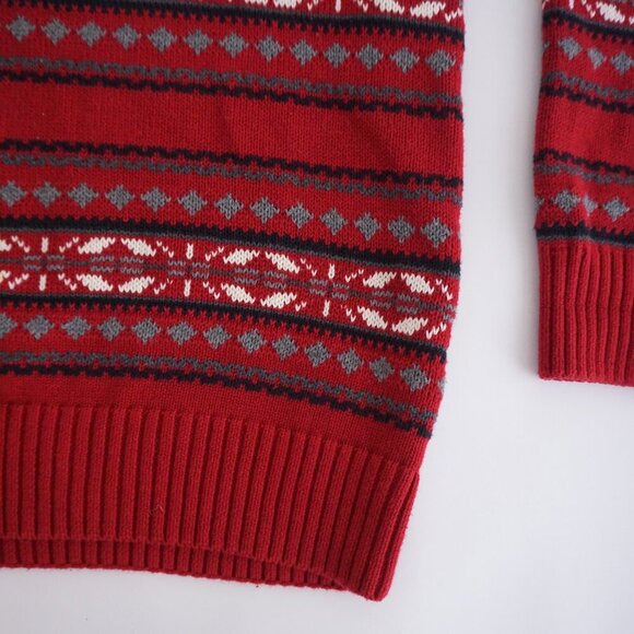 90s Dockers Maroon Black Eclectic Grandpa 100% Cotton Knit Crewneck Sweater L - Picture 6 of 9